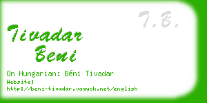 tivadar beni business card