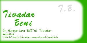 tivadar beni business card